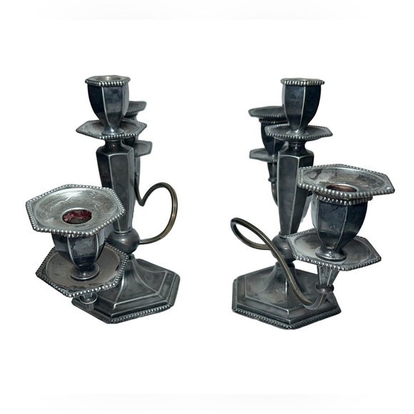 Vintage Rare Meriden Britannia Co. 10” Tall Silverplate Candelabra Pair - Picture 5 of 14